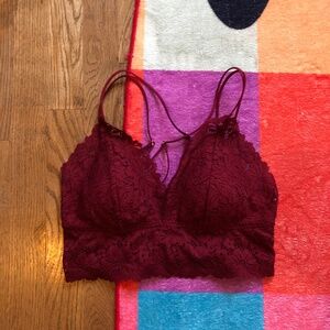 Arie Bralette With Pads Womens No Tag Fits Like Medium Burgundy Maroon